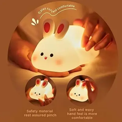 Picture of Rabbit LED Night Light Living Room Cute rabbit Plastic Lamp Bedside Decor Creative Kids Night Light Birthday Gift Cake Decor