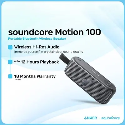 Picture of Anker Soundcore Motion 100 Portable Wireless Bluetooth Speaker with Hi-Res Audio, LDAC, Spatial Sound & 12-Hour Playtime