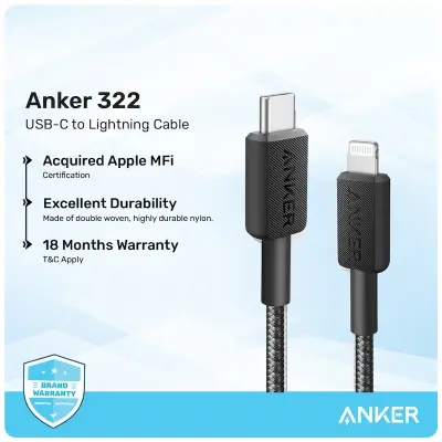 Picture of Anker 322 USB-C to Lightning Fast Charging Cable (3ft) MFi Certified for iPhone & iPad