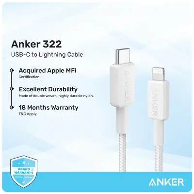 Picture of Anker 322 USB-C to Lightning Fast Charging Cable (3ft) MFi Certified for iPhone & iPad