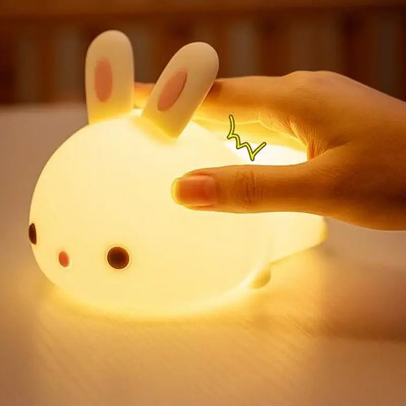 Picture of Rabbit LED Night Light Living Room Cute rabbit Plastic Lamp Bedside Decor Creative Kids Night Light Birthday Gift Cake Decor