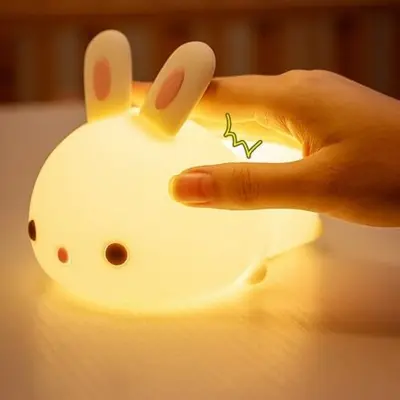 Picture of Rabbit LED Night Light Living Room Cute rabbit Plastic Lamp Bedside Decor Creative Kids Night Light Birthday Gift Cake Decor