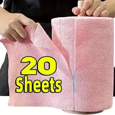 Picture of Microfiber Cleaning Cloth Roll 20pcs (25x25 cm Sheets) – Multi-Purpose Reusable Cleaning Towel