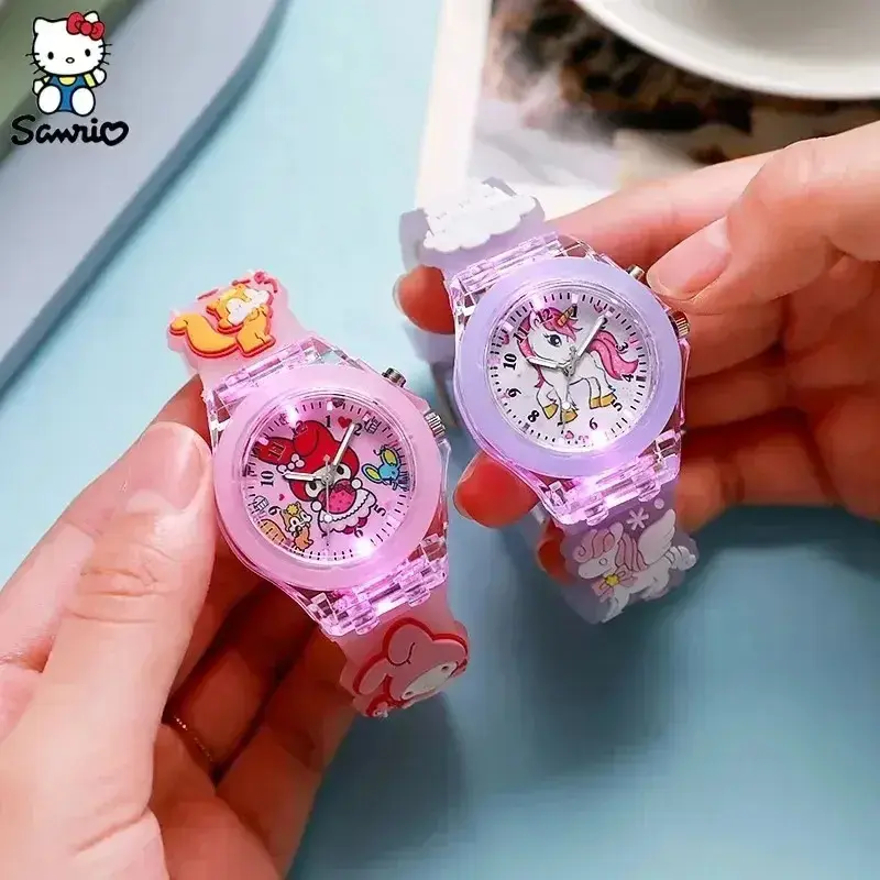 Picture of Sanrio Watch Kawaii Melody Cinnamoroll Children LED Luminous Watch Kuromi Hello Kitty Student Wrist Watch Kids Birthday Gift Toy - Kids Watch - Watch