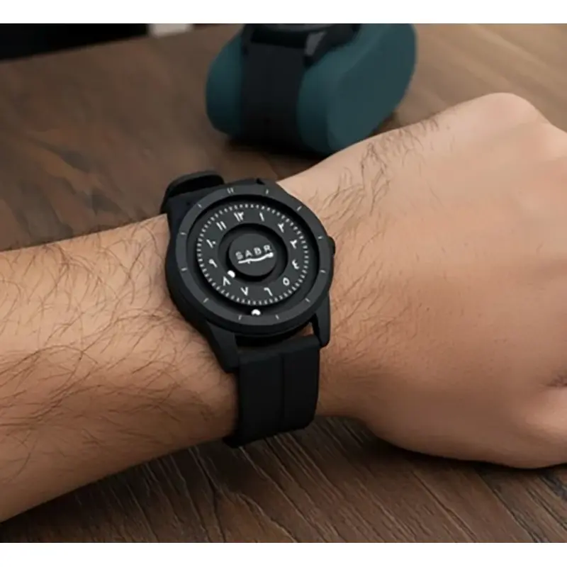 Picture of Sabr Arabic Numeral Watch Stainless Steel Magnetic Rolling Ball Quartz Watch- Silicone Strap Magnetic watch For men - Sabar