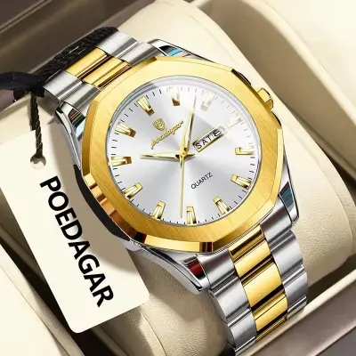 Picture of POEDAGAR 875 Luxury Men Wristwatch Waterproof Luminous Week Date Original Man Watch Stainless Steel Sport Quartz Men's Watches Reloj