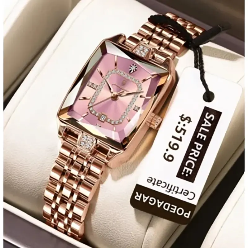 Picture of POEDAGAR 785 Luxury Elegant Watch For Woman Date Waterproof Rectangle Ladies Watch Stainless Steel Quartz Women Watches Female best gift for your loving person