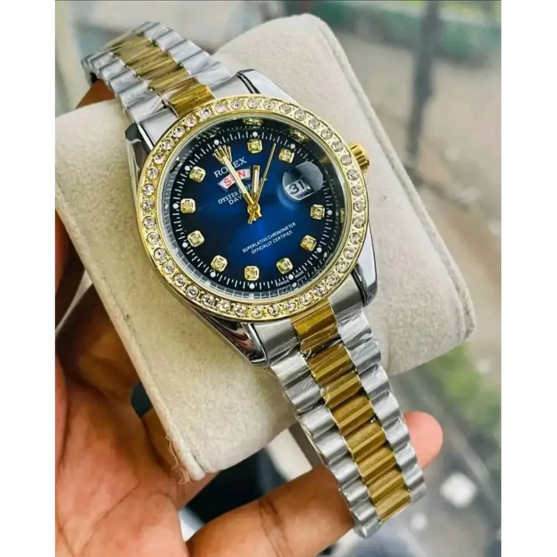 Picture of Rol ex Red Dial Metal Belt Analog Quartz Movement Case Date Gift Men's Watch