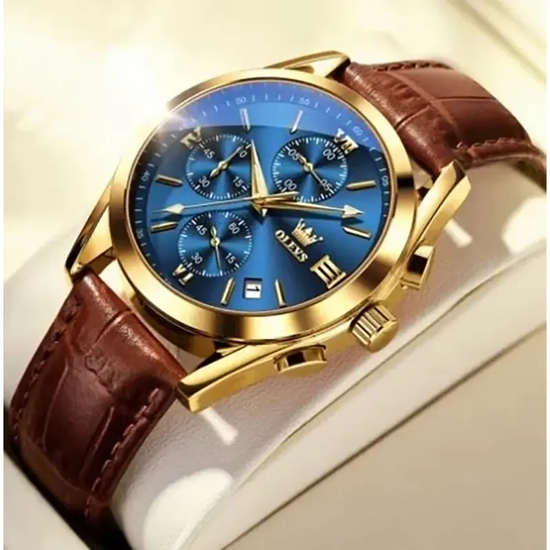 Picture of OLEVS 2872 Watch For Men Waterproof Business Dress Analog Quartz Calendar Wristwatch Luxury Brand Date Sport Leather Luminous Clock