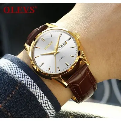 Picture of inspired by OLEVS Leather Quartz Fashion Watch for Men Ratings 14 Answered Questions