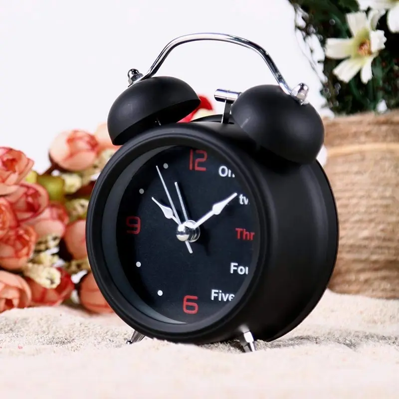 Picture of Twin Bell Alarm Clock-Black - Table Clock