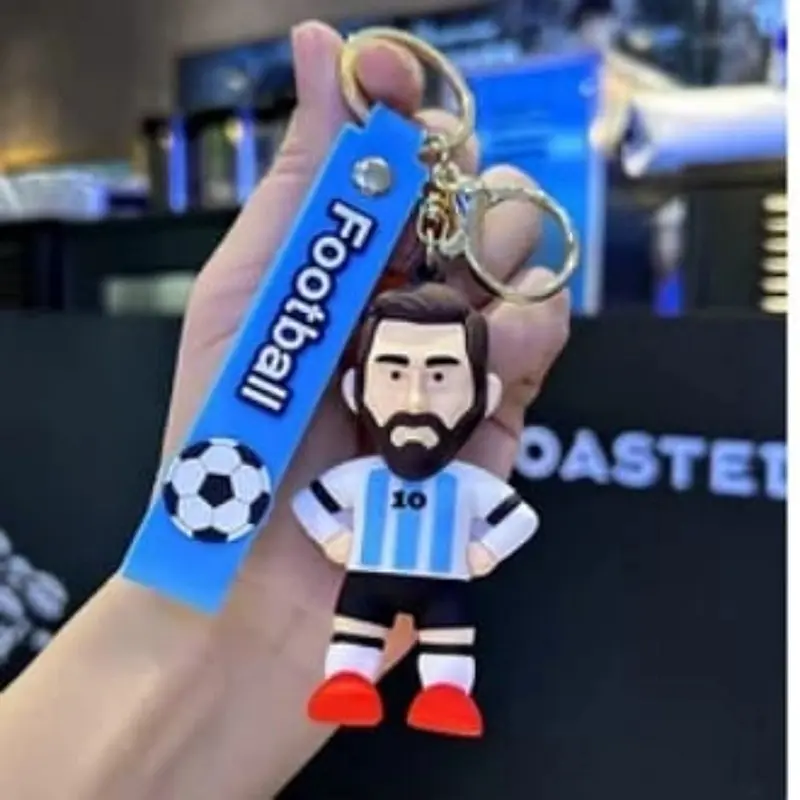 Picture of Argentina World Cup Jersey Football Key Ring Creative Fashion Messi Sports Player Pendant Key Chain Medium White