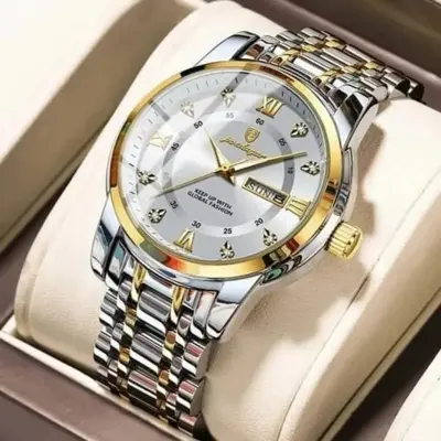 Picture of POEDAGAR 936 Fashion Casual Men Watch Luminous Quartz Watches Stainless Steel Strap Calendar Watch for Men