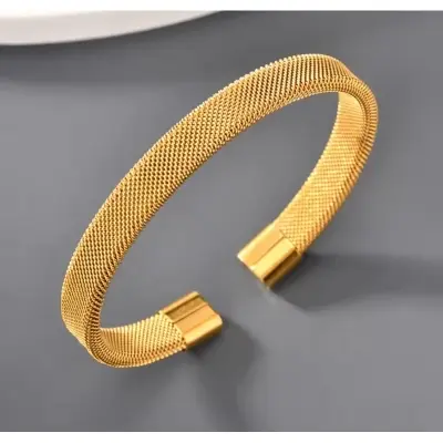 Picture of Gold Plated Mesh Design Bracelet Kada For Men - Style B105