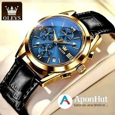 Picture of OLEVS Watch For Men Waterproof Business Dress Analog Quartz Calendar Wristwatch Luxury Brand Date Sport Leather Luminous Clock