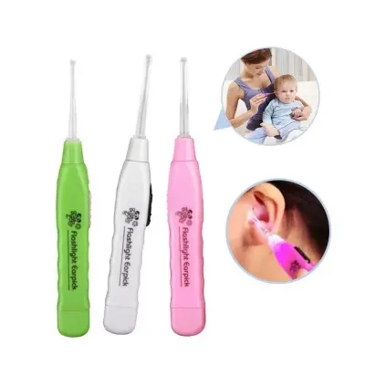 Picture of 1PCS Plastic Flashlight Earpick Earwax Cleaner LED Ear Care Ear Syringe Spoon With Flashlight Cleaning Ears Light