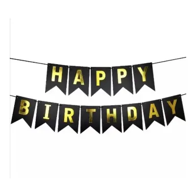 Picture of Originall China Glitter Happy Birthday Bunting Banner with Shimmering Gold Letters (Chose any color)