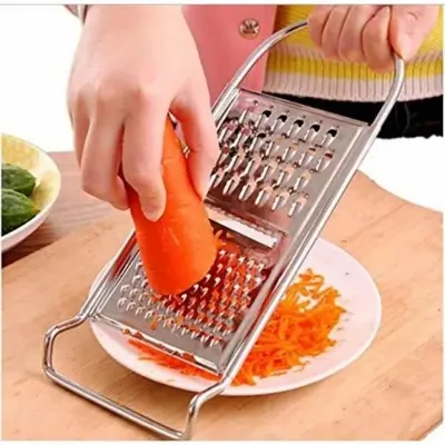 Picture of 3 in 1 Stainless Steel Vegetable Grater Silver hand greater for cheese potato Fruit Multifunctional Vegetable Cutter.