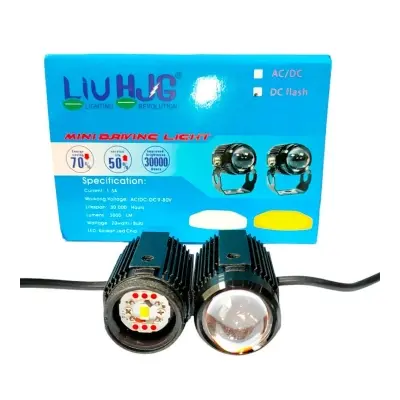 Picture of AKE 2-PCS HJG Mini Driving with RED DRL Motorcycle Led Light 20w Dual Tone 5 Function with Flasher 3-Wires Fog Led For motorcycle, Car, Jeep