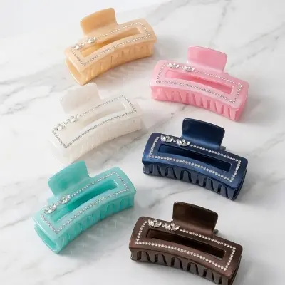 Picture of Super Quality Multicolour stylish Hair Clutcher with stone for girls and women, Kakra, 1pcs