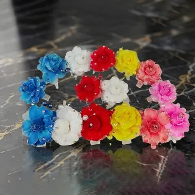 Picture of Super Quality Multicolour stylish Hair Clutcher with multicolour flower for girls and women, Kakra, 1pcs