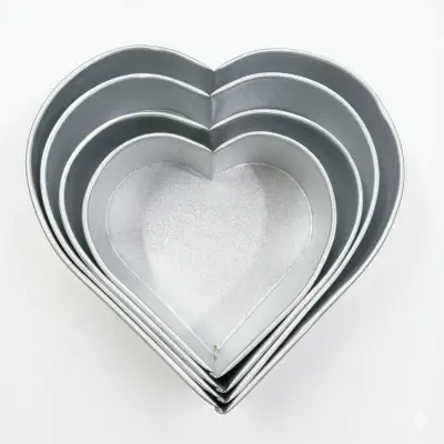 Picture of 4Pcs Love/Hart shape Cake Mold,Aluminum Love/Hart cake mold 4pis set,Make Cake,Pudding And More,Oven Proof Cake Pan Set.