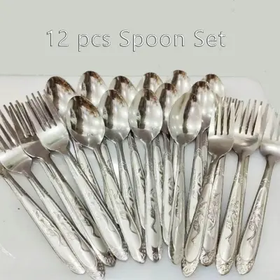 Picture of Fork And Table Spoon Set - 12 Pieces: A Complete Set For Your Dining Needs - Premium Quality Stainless Steel For Long-Lasting Use