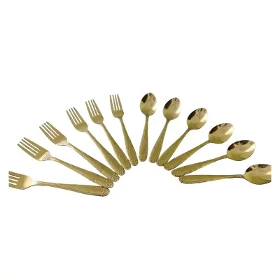 Picture of 12 Pcs Stainless Steel Tea Spoon & Fork Set -  Stainless Steel For Long-Lasting Use