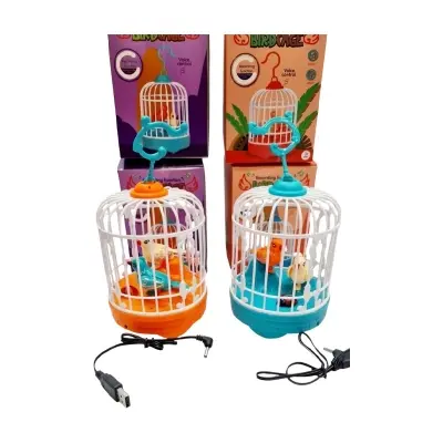Picture of RechargeableTalking Birds Cage Light Music Toy Voice Control Vivid Appearance Festival Gift Electric Voice Control Induction Sound Simulation Bird