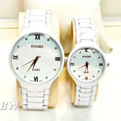 Picture of Round Steeliness Steel Best Couple Watch For Men And Women White and black