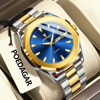 Picture of POEDAGAR 875 Luxury Men Wristwatch Waterproof Luminous Week Date Original Man Watch Stainless Steel Sport Quartz Men's Watches Reloj