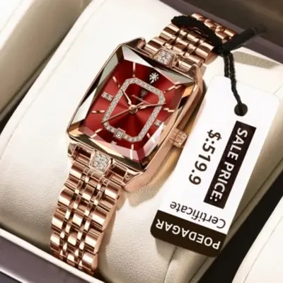 Picture of POEDAGAR 785 Luxury Elegant Watch For Woman Date Waterproof Rectangle Ladies Watch Stainless Steel Quartz Women Watches Female best gift for your loving person