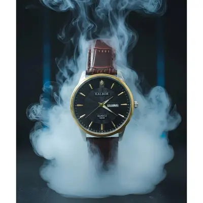Picture of Wrist Watch For Men Premium Quality Kalbor 5213 Leather Strap Waterproof Full Calendar Stylish Formal & Casual Wrist Watch