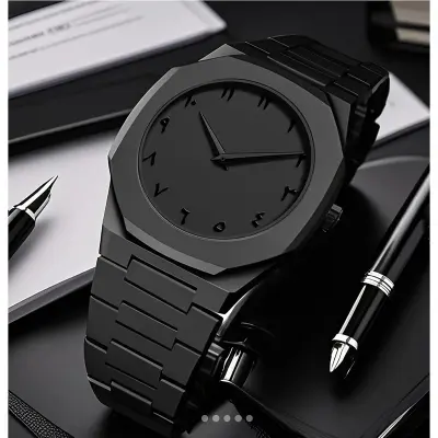 Picture of Aura Men's Watch with Arabic Numerals Matte Black Minimalist Analog Watch | Trending Wristwatch
