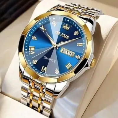 Picture of OLEVS 9931 Silver Golden Two-tone Stainless Steel Analog Wrist Watch For Couple