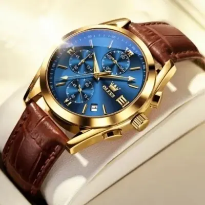 Picture of O'levs Men Leather Analoge Quartz Fashion Watch for Men