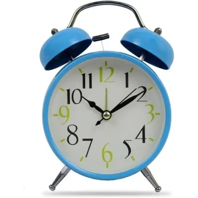 Picture of BlankLeaf Vintage Old Style Twin Bell Alarm Clock for Student/Kids Metal Standard, Blue Color 7 Inches