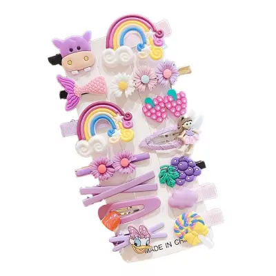 Picture of 14-piece baby girl hair clip set for children's hair accessories