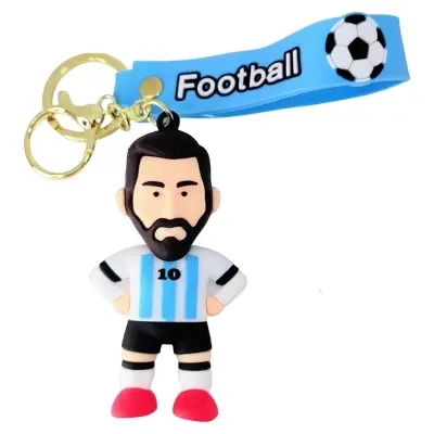 Picture of Argentina World Cup Jersey Football Key Ring Creative Fashion Messi Sports Player Pendant Key Chain Medium White