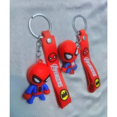 Picture of Superhero Spiderman Three-dimens Keychains Cute Figure Key rings for Bag Spider Man Silicone Pendant Keyholder Jewelry Gift