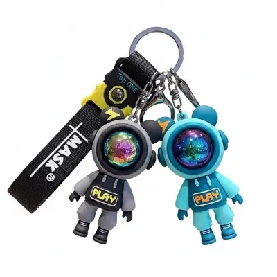 Picture of Astronaut Bears Key Chains Ring Fashion Cute Animal Bag Key ring Holder for Motor Bike Car Accessories Gift