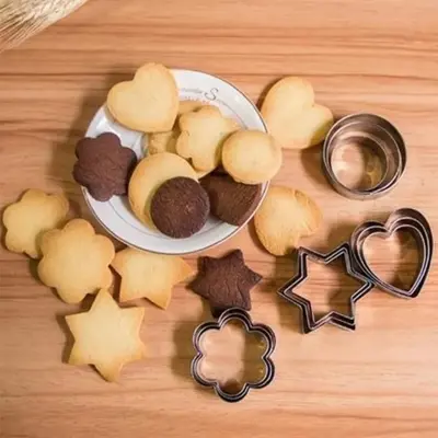 Picture of Curated Cart 12 Pieces Cookie Cutter Set | 4 Different Shapes, 3 Sizes, Stainless Steel Metal Molds | Shape Cutters for Kitchen, Baking, Diwali & Christmas Small Size Cookie Cutters