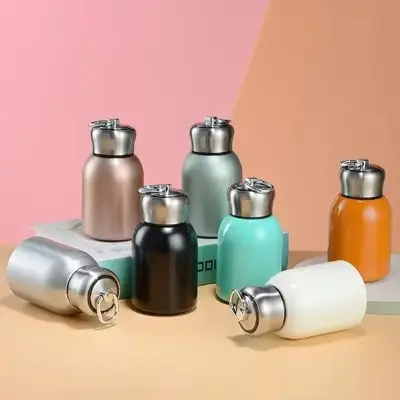 Picture of 300ML Stainless Steel Vacuum Flask with Lifting Ring Double-layer Vacuum Water Bottle Thermos Cup for Student