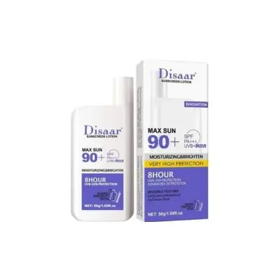 Picture of Disaar Sunscreen Lotion 50gm Max Sun 90+ SPF PA+++ 8 Hour Protect