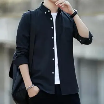 Picture of Black & White Cotton Formal Shirt For Men - Formal Shirt For Men