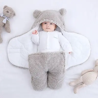 Picture of Baby Sleeping Bag Ultra-Soft Fluffy Fleece Newborn Receiving Blanket...