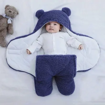 Picture of Baby Sleeping Bag Ultra-Soft Fluffy Fleece Newborn Receiving Blanket...