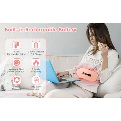 Picture of Menstrual Heating Pad, Electric Heated Belt Massage Cushion Rechargeable Heating 3 Modes for Menstrual Pain Relief, Stomach, Back or Ventr