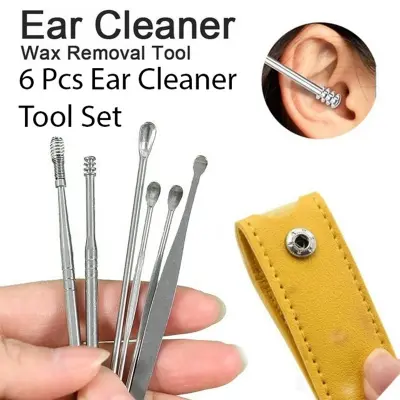 Picture of 6 pieces Ear Pick Set - Portable Stainless Steel with Leather Case