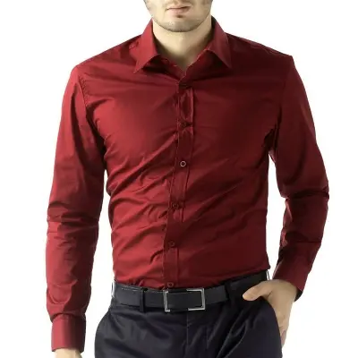 Picture of Maroon color Cotton Long Sleeve Formal Shirt for Men